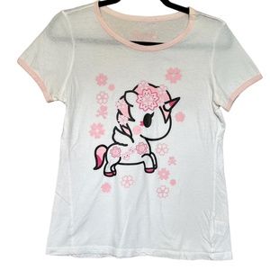 Tokidoki white and pink unicorn graphic t-shirt